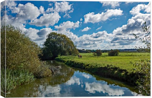 Hikers on the Thames Path Canvas Print by Joyce Storey