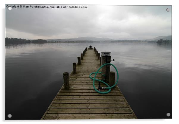 Wooden Jetty on a Grey Lake Windermere Acrylic by Mark Purches