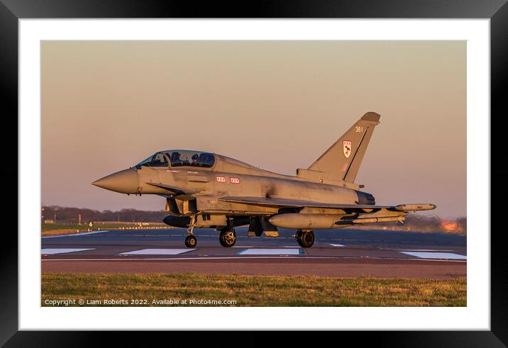 Sunset Kissed Royal Air Force Eurofighter Typhoon ZK381 Twin Stick  Framed Mounted Print by Liam Roberts