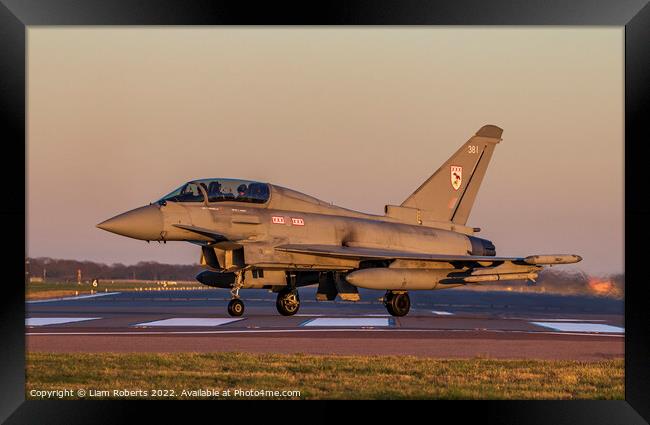Sunset Kissed Royal Air Force Eurofighter Typhoon ZK381 Twin Stick  Framed Print by Liam Roberts