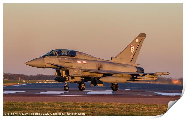 Sunset Kissed Royal Air Force Eurofighter Typhoon ZK381 Twin Stick  Print by Liam Roberts