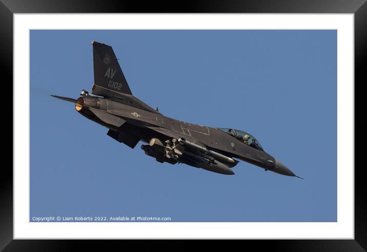 USAF F16 Fighting Falcon  Framed Mounted Print by Liam Roberts