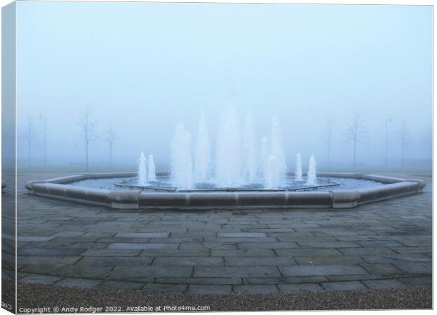 Foggy Fountain Canvas Print by Andy Rodger