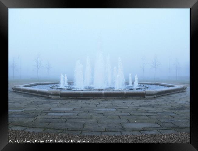 Foggy Fountain Framed Print by Andy Rodger