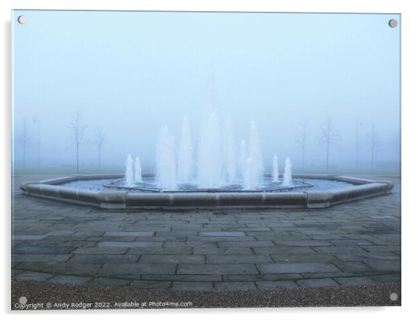 Foggy Fountain Acrylic by Andy Rodger