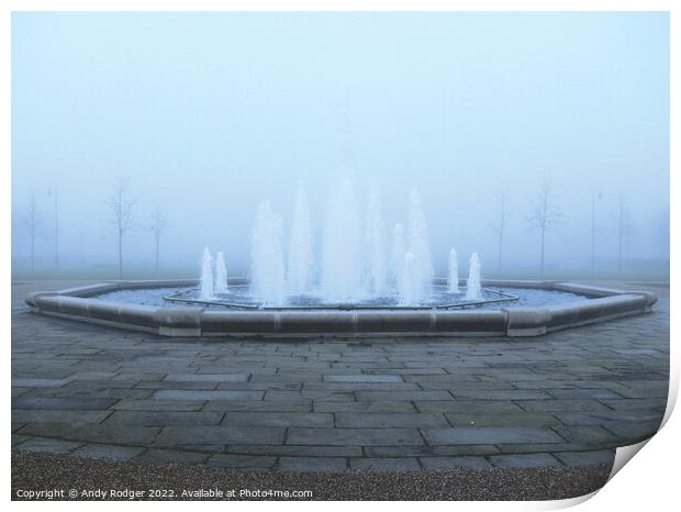 Foggy Fountain Print by Andy Rodger