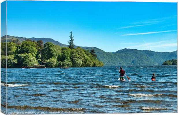 Paddle Boarding on Derwent Water  Canvas Print by Martin Day