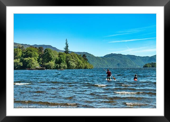 Paddle Boarding on Derwent Water  Framed Mounted Print by Martin Day