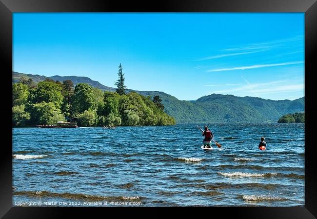 Paddle Boarding on Derwent Water  Framed Print by Martin Day