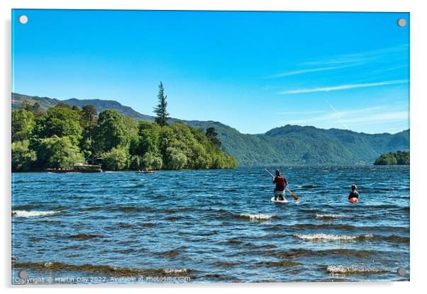 Paddle Boarding on Derwent Water  Acrylic by Martin Day