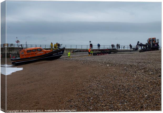 Hastings Lifeboat returning to base Canvas Print by Mark Ward