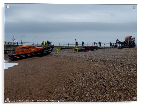 Hastings Lifeboat returning to base Acrylic by Mark Ward