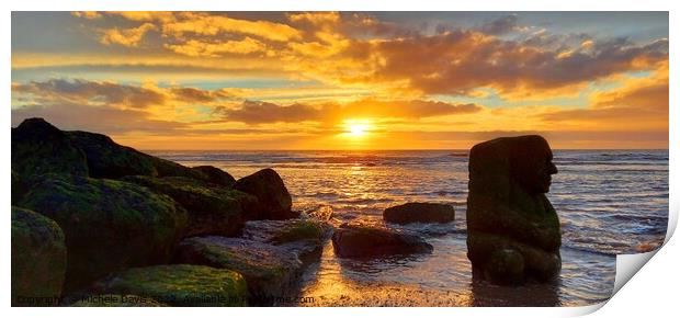 Cleveleys Beach Sunset Print by Michele Davis