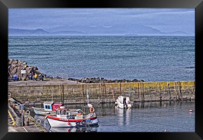 Dunure harbour berthed boats Framed Print by Allan Durward Photography