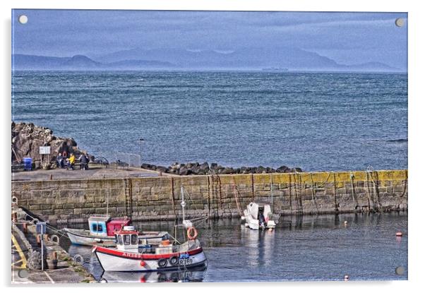 Dunure harbour berthed boats Acrylic by Allan Durward Photography