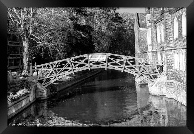 The Mathematical Bridge over the River Cam in the city of Cambridge Framed Print by Chris Yaxley