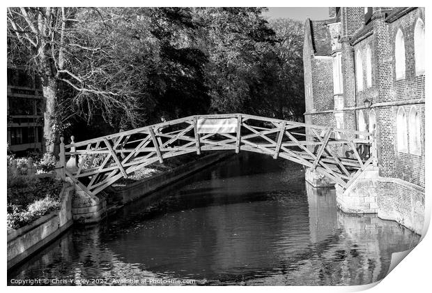 The Mathematical Bridge over the River Cam in the city of Cambridge Print by Chris Yaxley