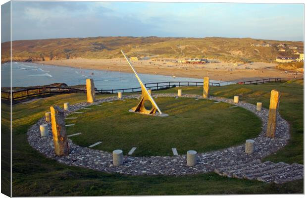 Perranporth Sundial Canvas Print by Oxon Images