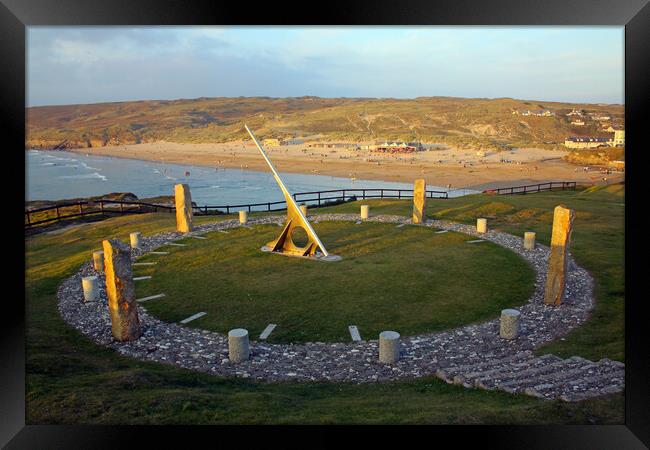 Perranporth Sundial Framed Print by Oxon Images