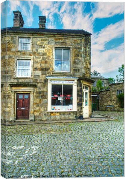 Cobbles Coffee Shop Longnor Canvas Print by Alison Chambers