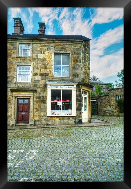 Cobbles Coffee Shop Longnor Framed Print by Alison Chambers