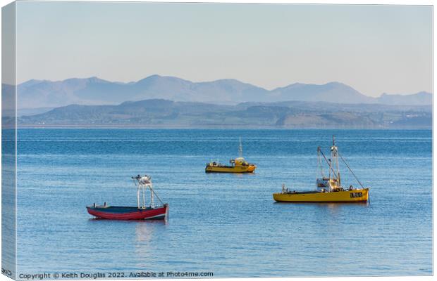 Boats moored in Morecambe Bay Canvas Print by Keith Douglas