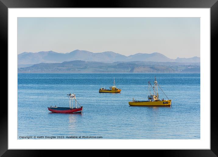 Boats moored in Morecambe Bay Framed Mounted Print by Keith Douglas