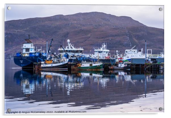 Ullapool harbour reflections, Wester Ross Acrylic by Angus McComiskey