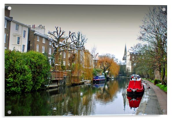 Narrow Boats Regent's Canal Camden London UK Acrylic by Andy Evans Photos