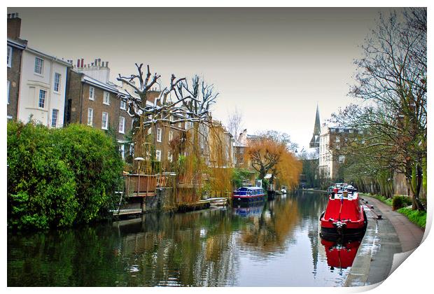 Narrow Boats Regent's Canal Camden London UK Print by Andy Evans Photos