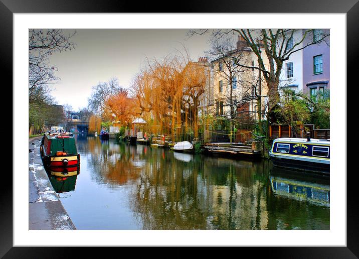 Narrow Boats Regent's Canal Camden London UK Framed Mounted Print by Andy Evans Photos