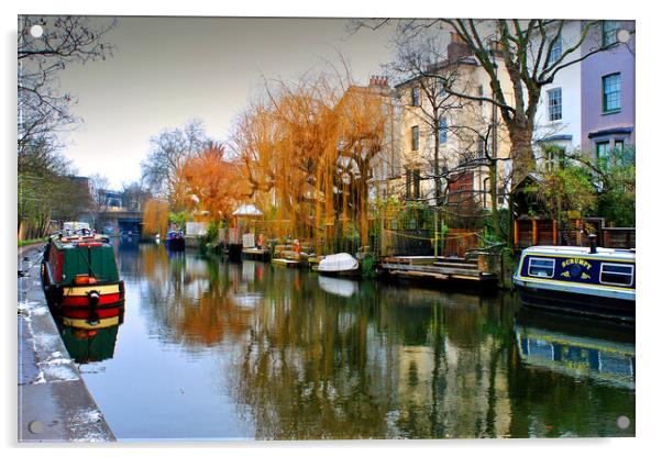 Narrow Boats Regent's Canal Camden London UK Acrylic by Andy Evans Photos