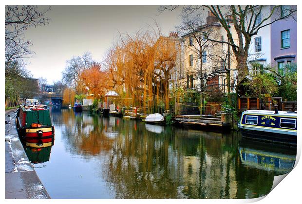 Narrow Boats Regent's Canal Camden London UK Print by Andy Evans Photos