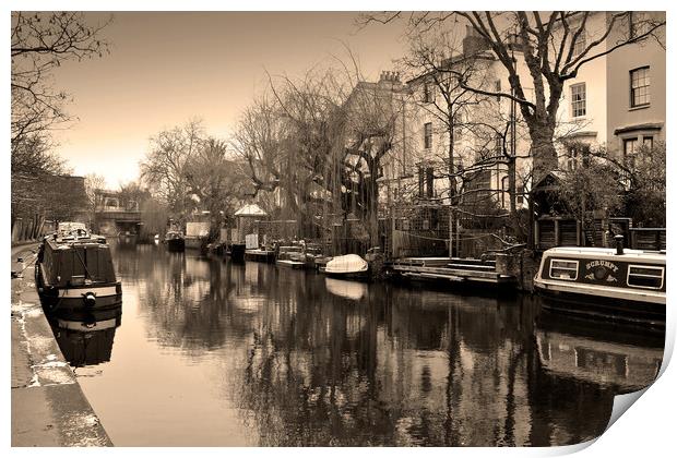 Narrow Boats Regent's Canal Camden London Print by Andy Evans Photos