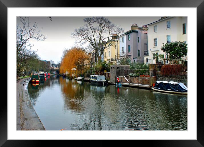 Narrow Boats Regent's Canal Camden London Framed Mounted Print by Andy Evans Photos