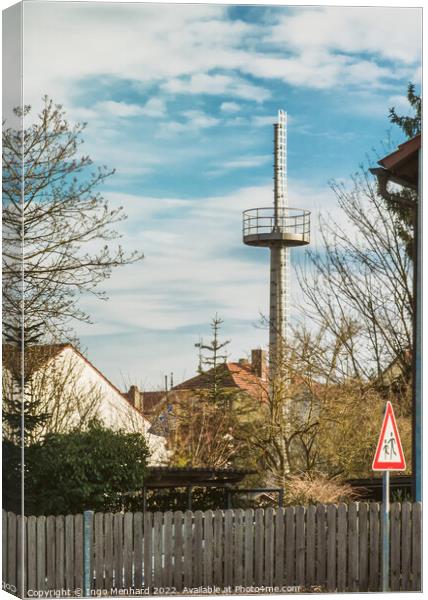 Observation tower in the middle of a residential area in rural Bavaria Canvas Print by Ingo Menhard