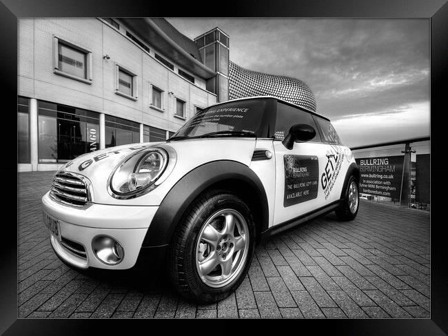 BMW Mini in Bullring  Framed Print by Dave Urwin