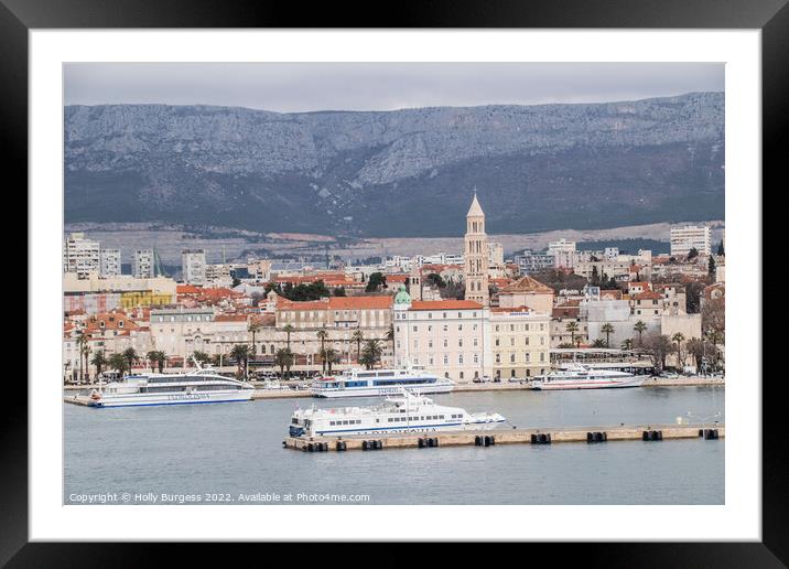 Split's Historic Cathedral: A Seaside View Framed Mounted Print by Holly Burgess