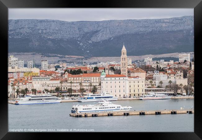 Split's Historic Cathedral: A Seaside View Framed Print by Holly Burgess