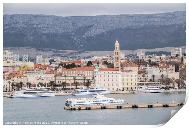 Split's Historic Cathedral: A Seaside View Print by Holly Burgess