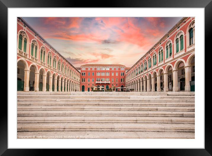 Evocative Sunset at Split's Iconic Republic Square Framed Mounted Print by Holly Burgess