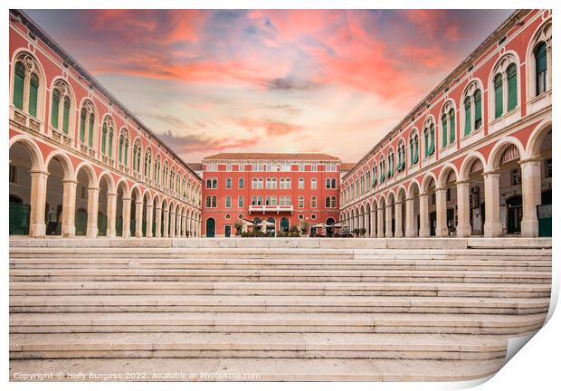 Evocative Sunset at Split's Iconic Republic Square Print by Holly Burgess