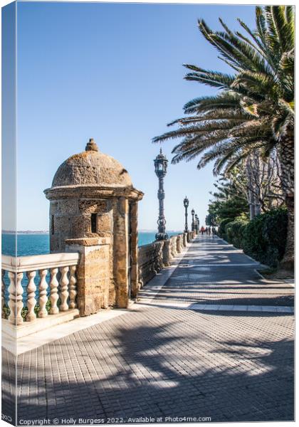 'Strolling in Cadiz: A Coastal Symphony' Canvas Print by Holly Burgess