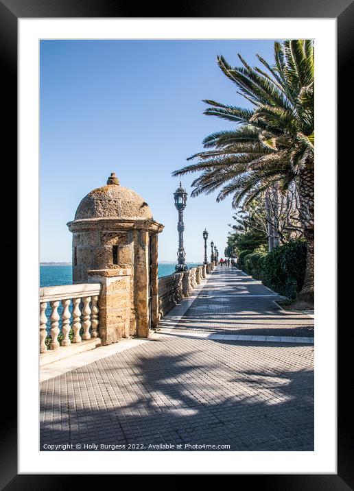 'Strolling in Cadiz: A Coastal Symphony' Framed Mounted Print by Holly Burgess