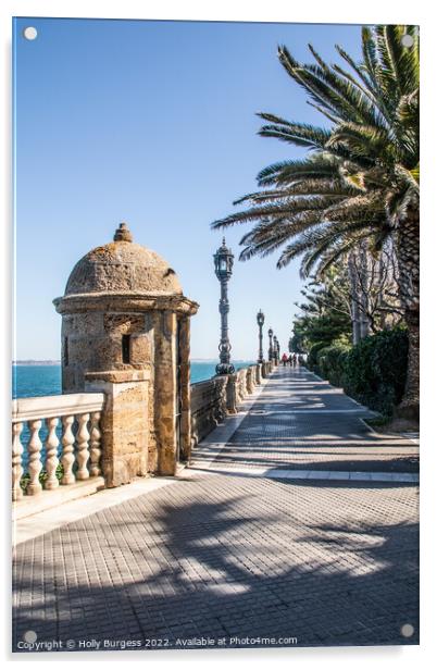 'Strolling in Cadiz: A Coastal Symphony' Acrylic by Holly Burgess