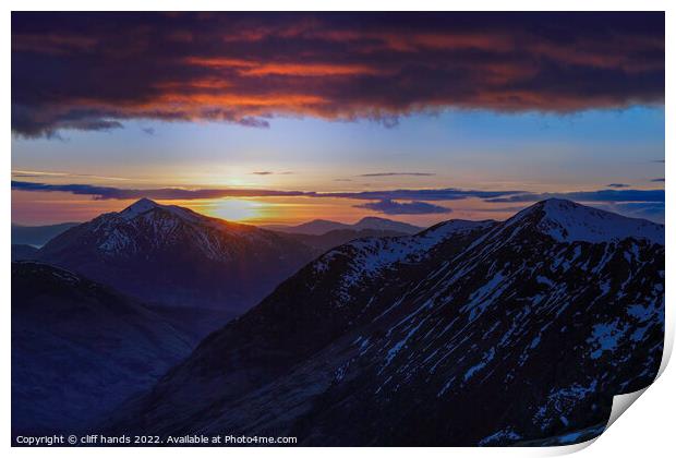 Glencoe sunset Print by Scotland's Scenery