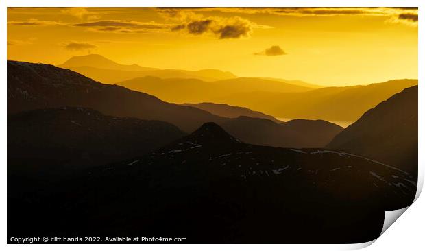 Sunset in Glencoe over the meall mor mountain. Print by Scotland's Scenery