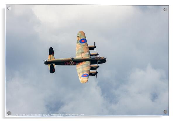 Avro Lancaster against a cloudy sky Acrylic by Steve de Roeck