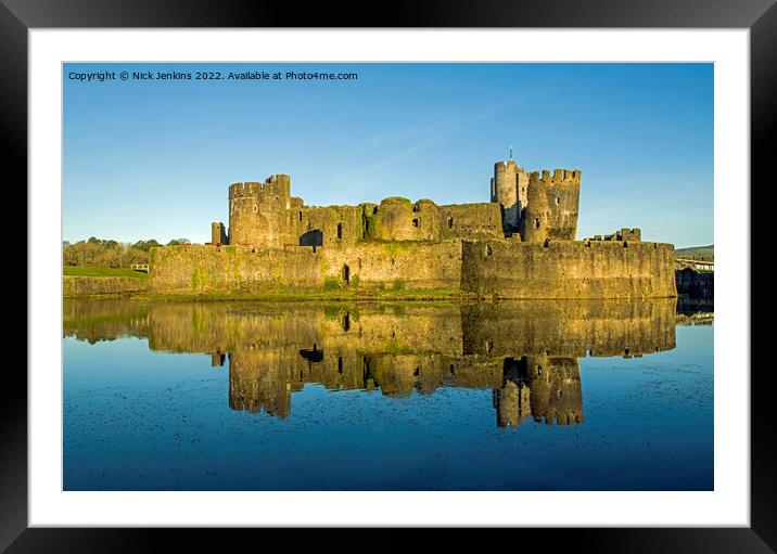 Caerphilly Castle South Wales in January Framed Mounted Print by Nick Jenkins
