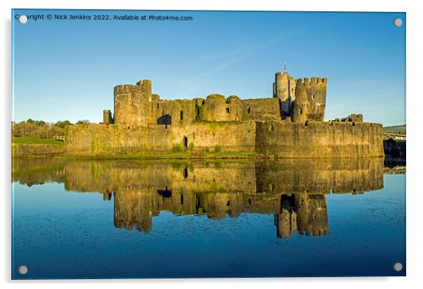 Caerphilly Castle South Wales in January Acrylic by Nick Jenkins